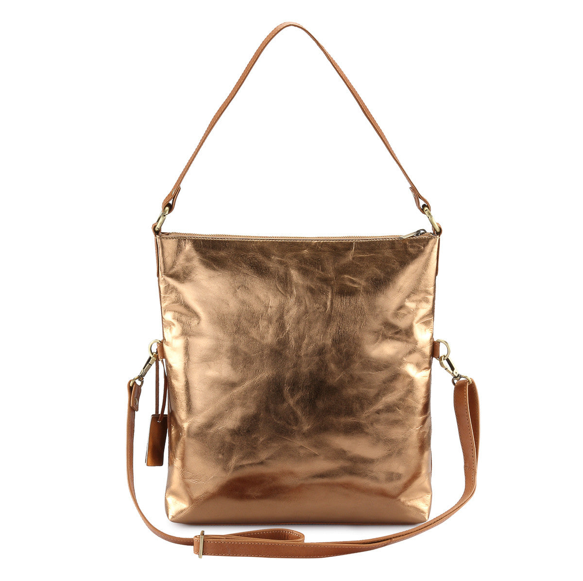 Metallic Leather 4 way back pack messenger clutch bag #LB31 copper