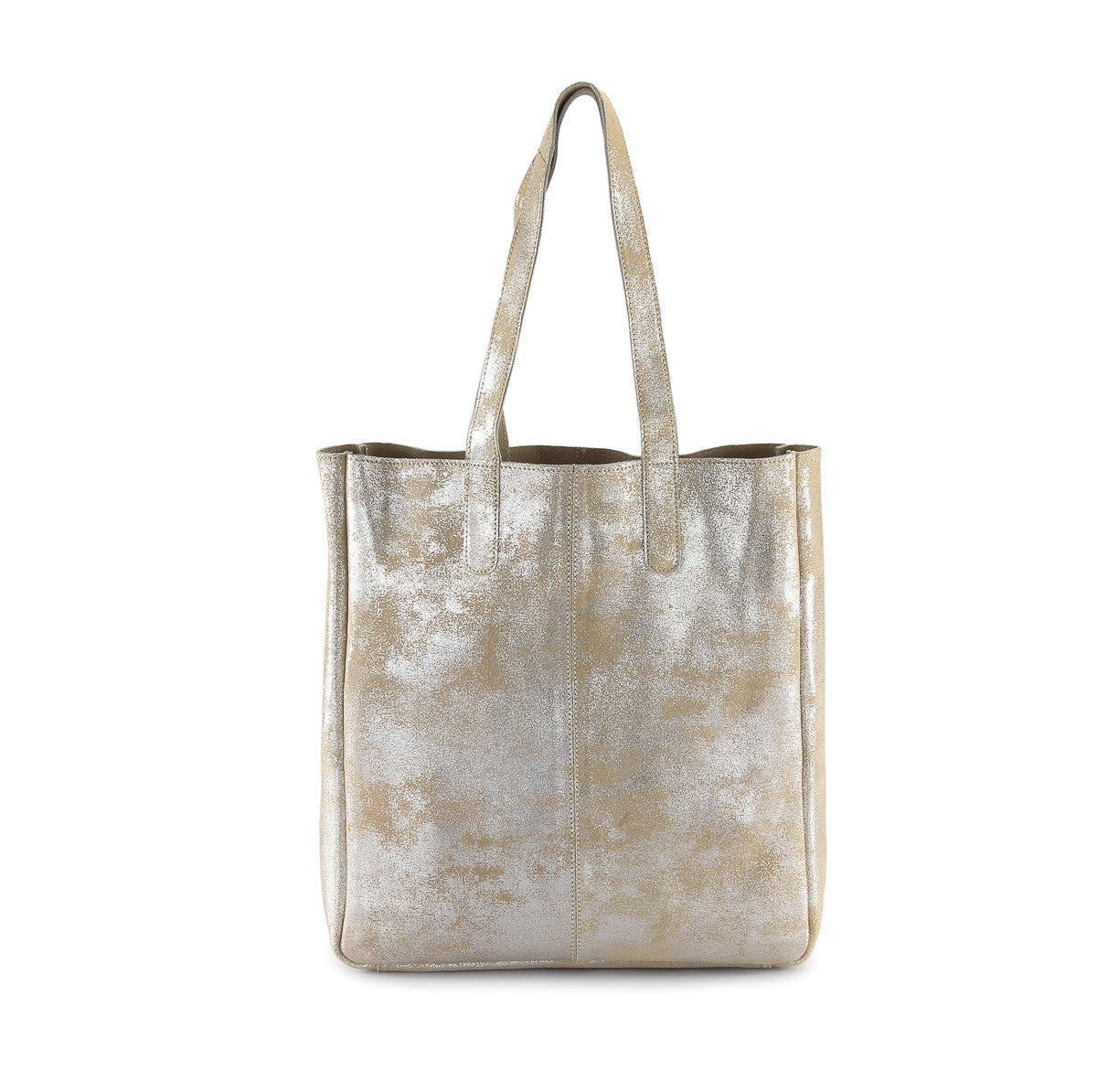 Hydestyle Metallic Sofia reversible leather tote bag #LB32 Beige