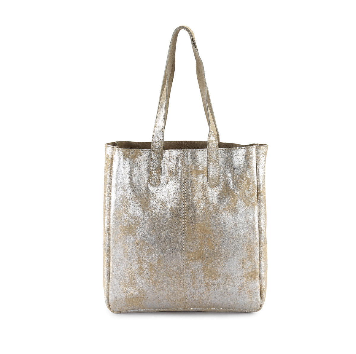 Hydestyle Metallic Sofia reversible leather tote bag #LB32 Beige