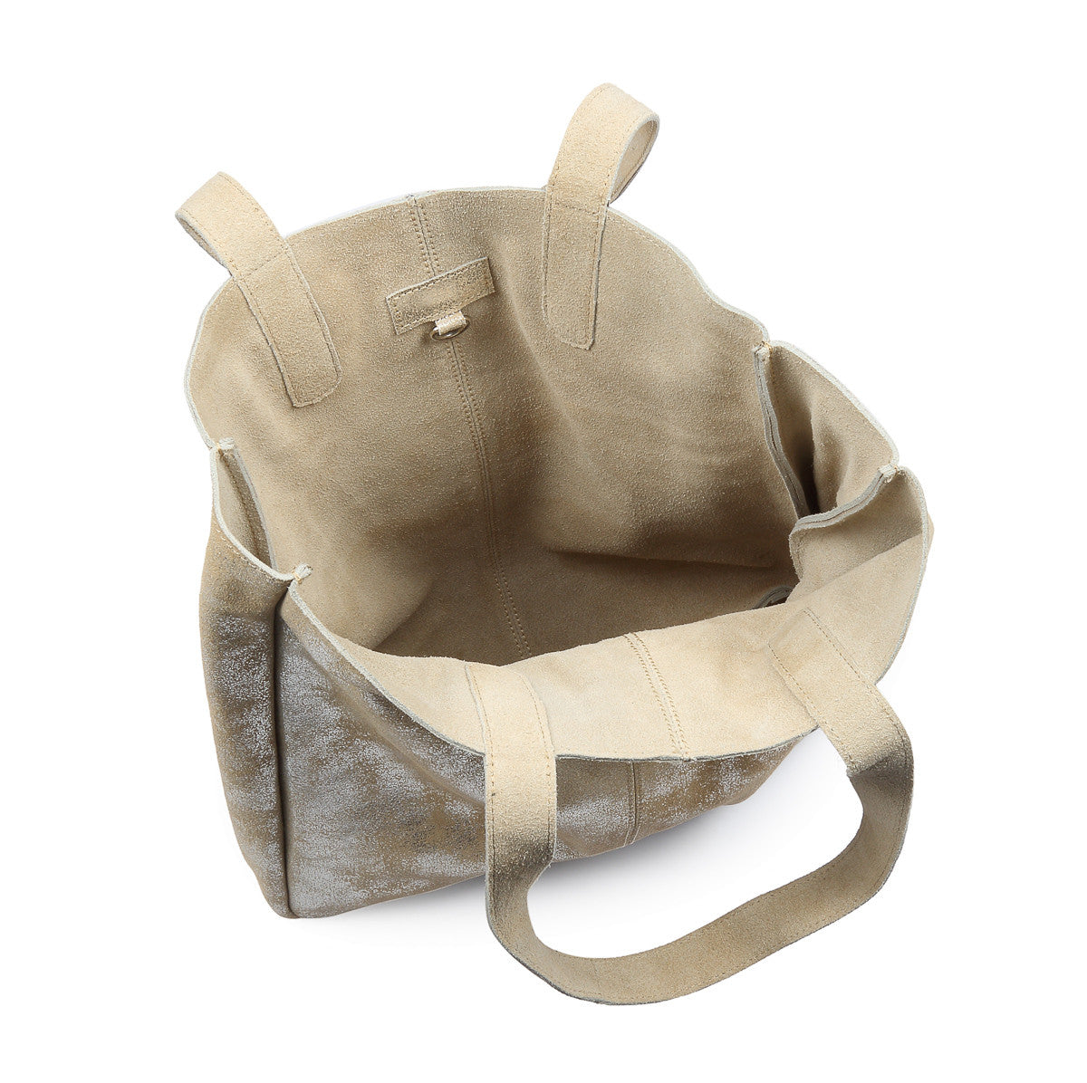 Hydestyle Metallic Sofia reversible leather tote bag #LB32 Beige