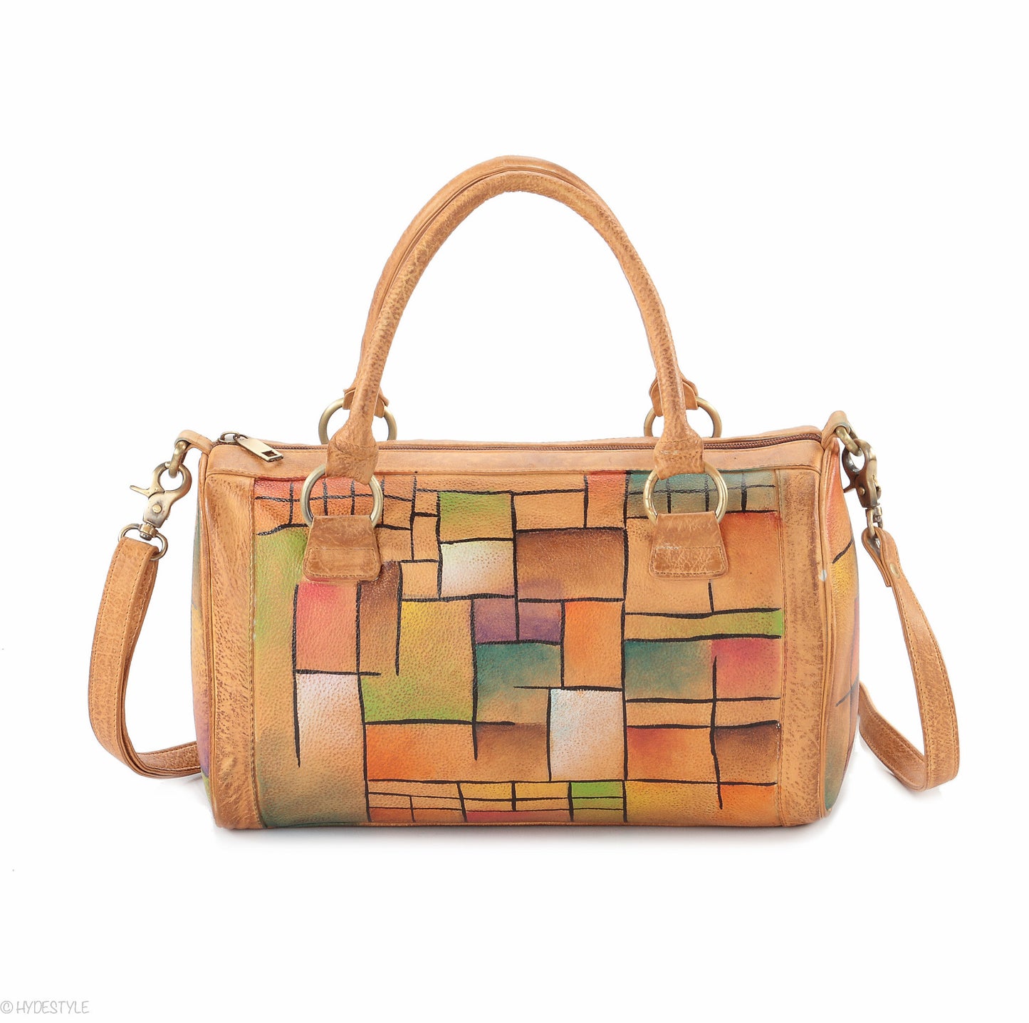 Picta Manu hand painted leather bowling bag #LB18 Squares