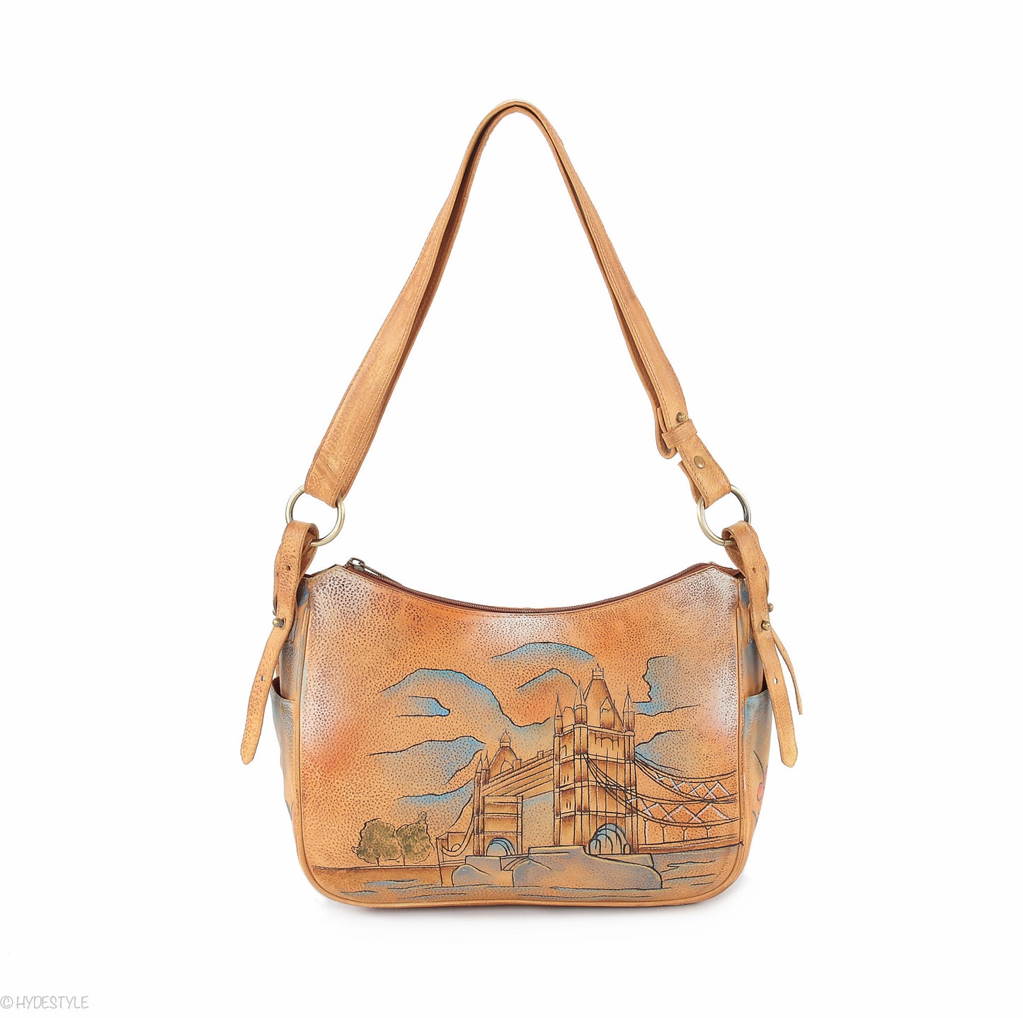 Picta Manu hand painted leather hobo bag #LB21 Tower Bridge