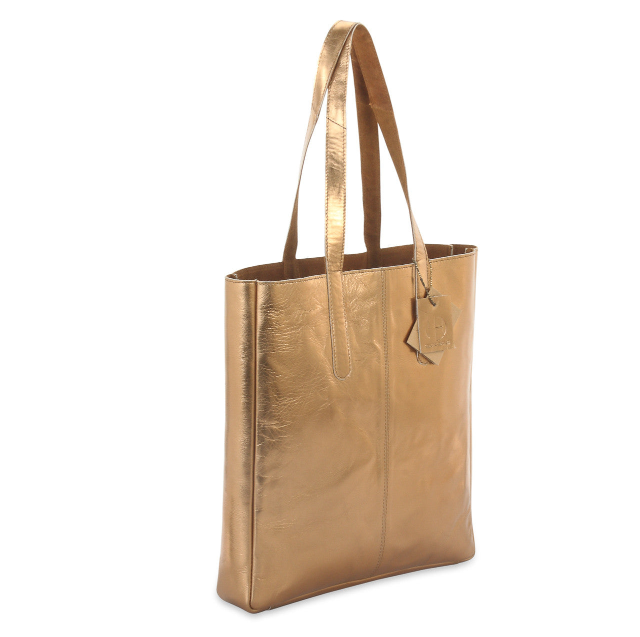 metallic reversible leather tote bag - Copper