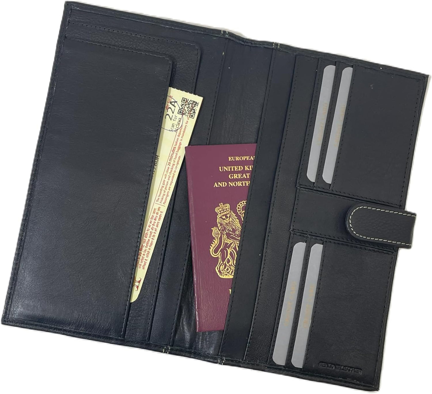 Pratico - leather travel wallet with Tab #TW01 Black