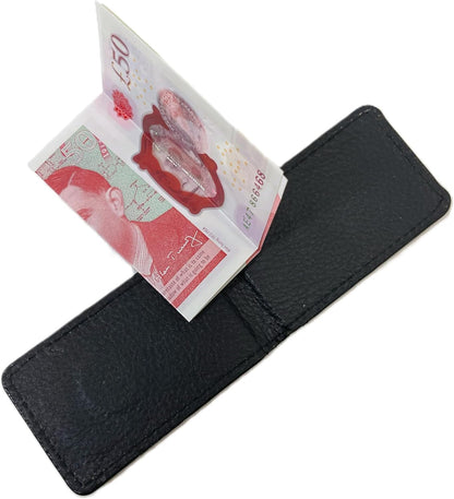 HYDESTYLE Leather Magnetic Money Clip, Bank Note or Paper Holder, Strong Magnet Holds 12 Bank Notes