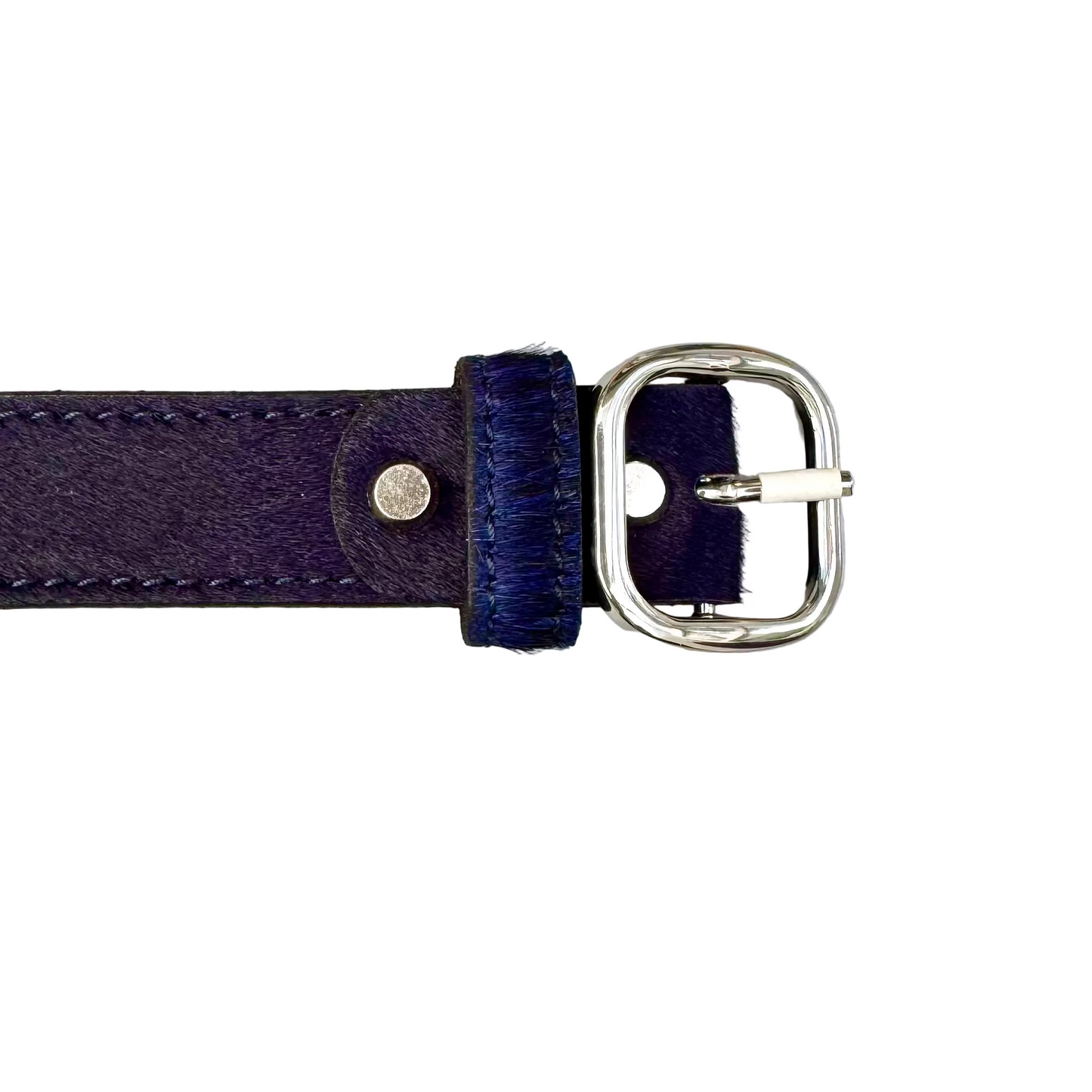 Navy Blue hair-on-hide leather women belt