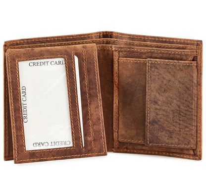 Paulo Distressed leather men's bi-fold coin wallet #GW705