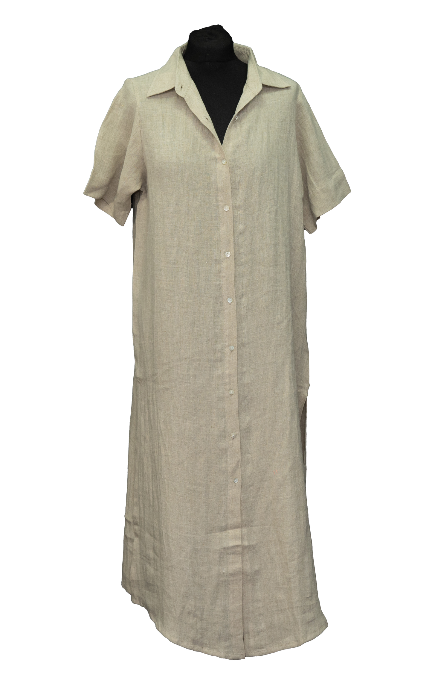 Linen Short Sleeve Shirt Dress #TLC-D-1005