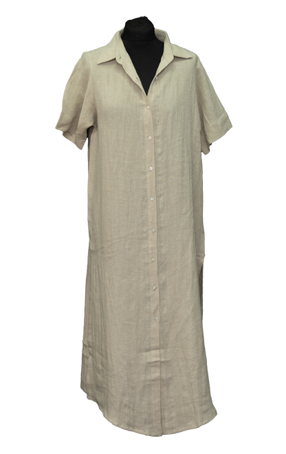 Linen Short Sleeve Shirt Dress #TLC-D-1005