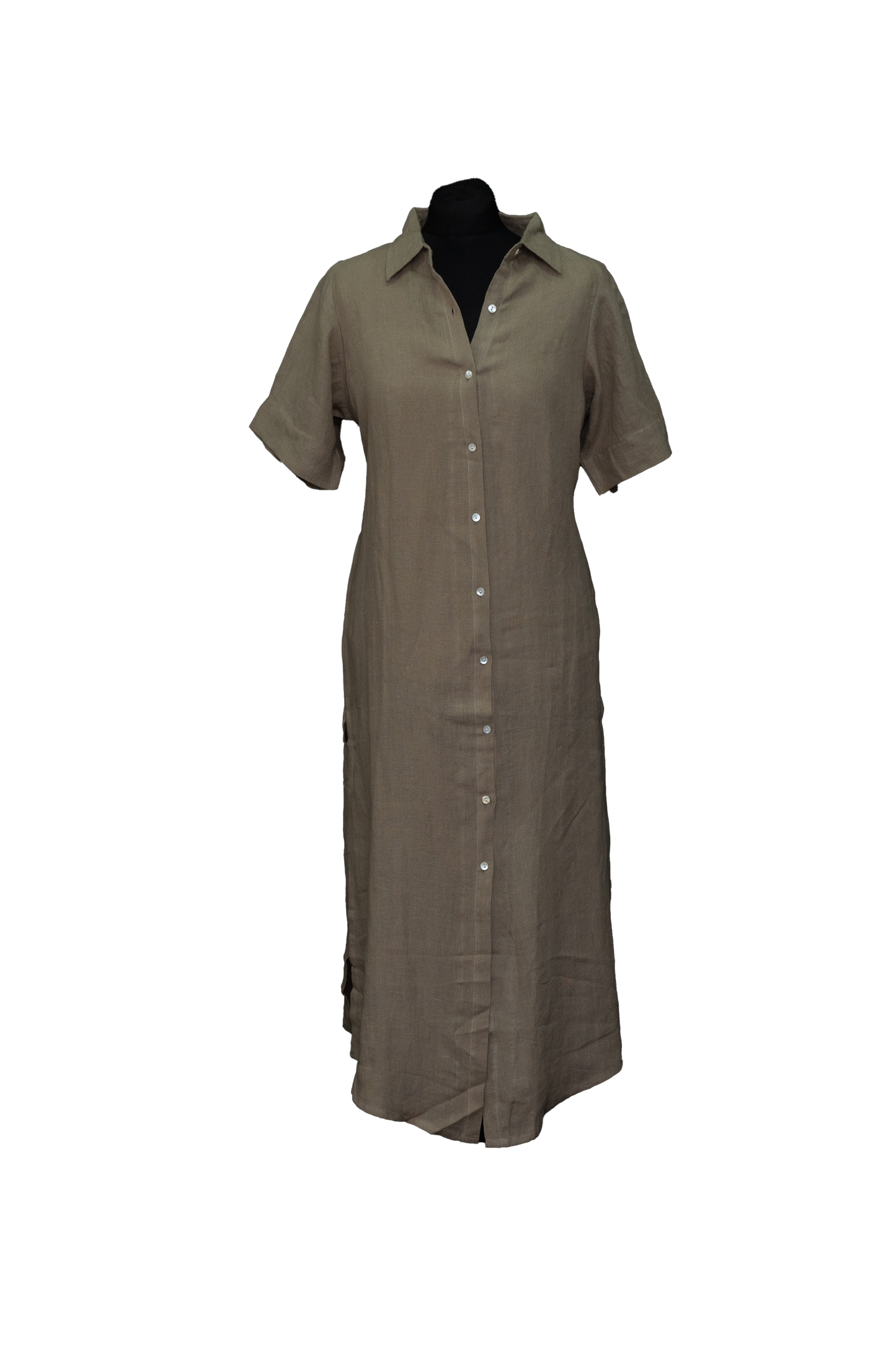 Linen Short Sleeve Shirt Dress #TLC-D-1005