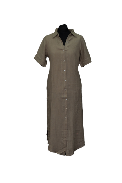 Linen Short Sleeve Shirt Dress #TLC-D-1005