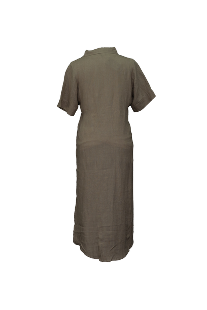 Linen Short Sleeve Shirt Dress #TLC-D-1005