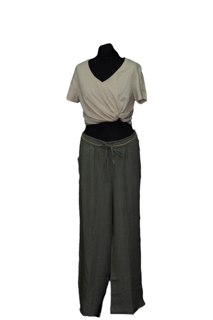 Linen Wide Drawstring Pants / Trouser #TLC-P-1006