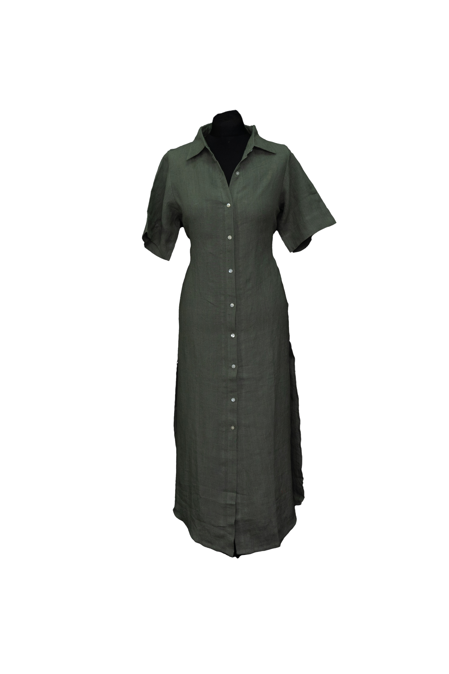 Linen Short Sleeve Shirt Dress #TLC-D-1005