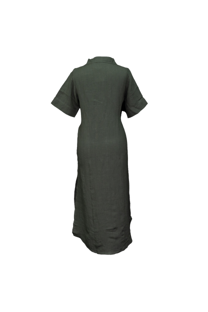 Linen Short Sleeve Shirt Dress #TLC-D-1005