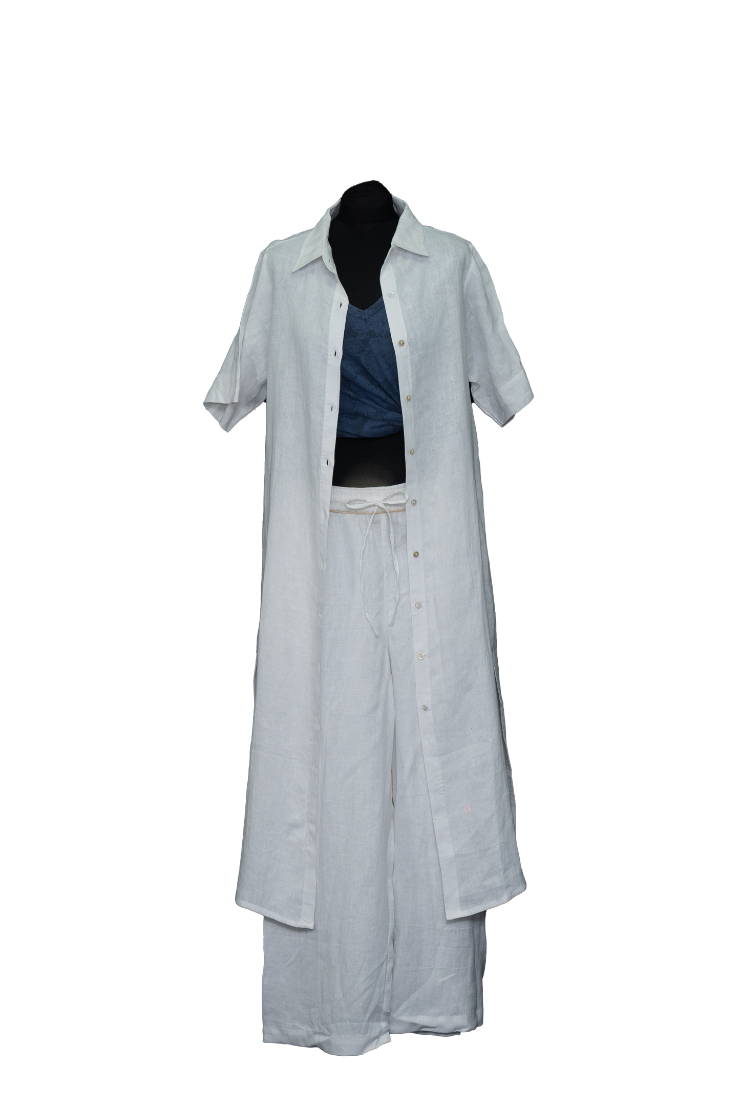 Linen Short Sleeve Shirt Dress #TLC-D-1005