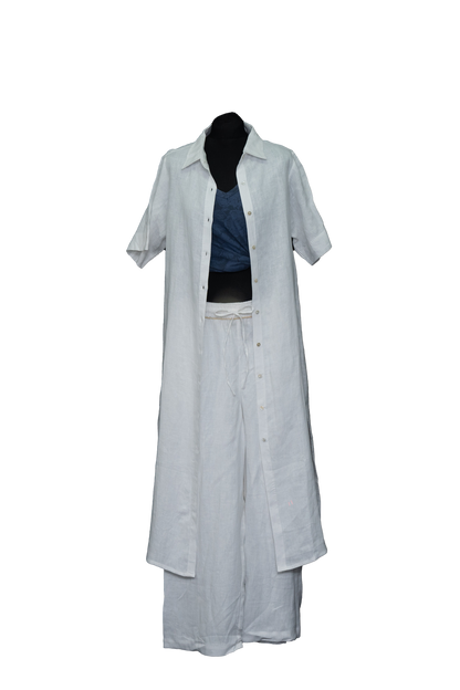 Linen Short Sleeve Shirt Dress #TLC-D-1005