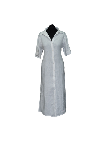 Linen Short Sleeve Shirt Dress #TLC-D-1005