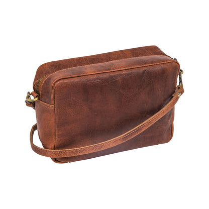 Maggie Brown Genuine Leather Box Clutch #LB603 Walnut