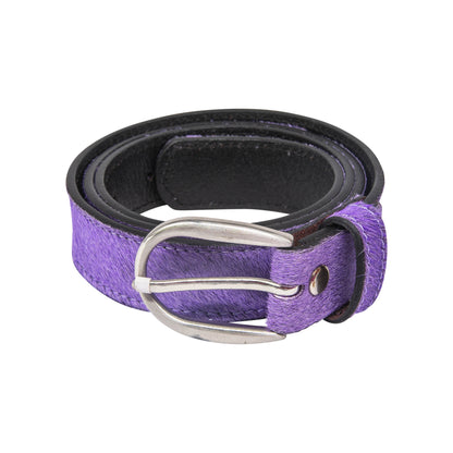Light Purple hair-on-hide women leather belt