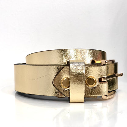 Metallic Gold Womens Leather Belt