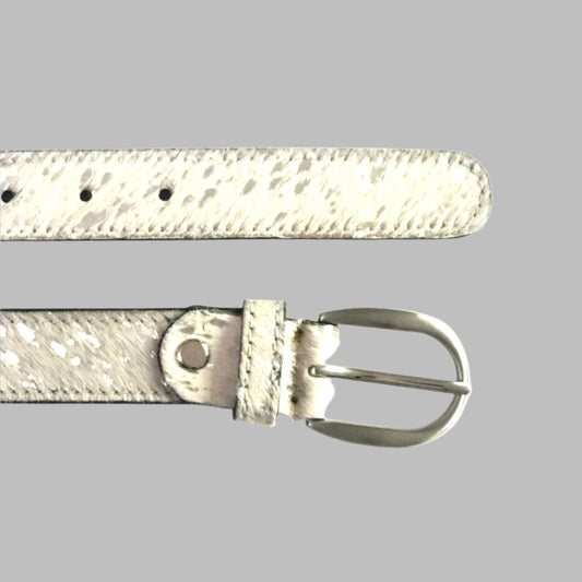 Silver Acid Splash Hair On Hide Womens Leather Belt