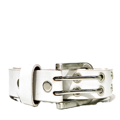 Eyelet Classic White Womens' Leather Belt