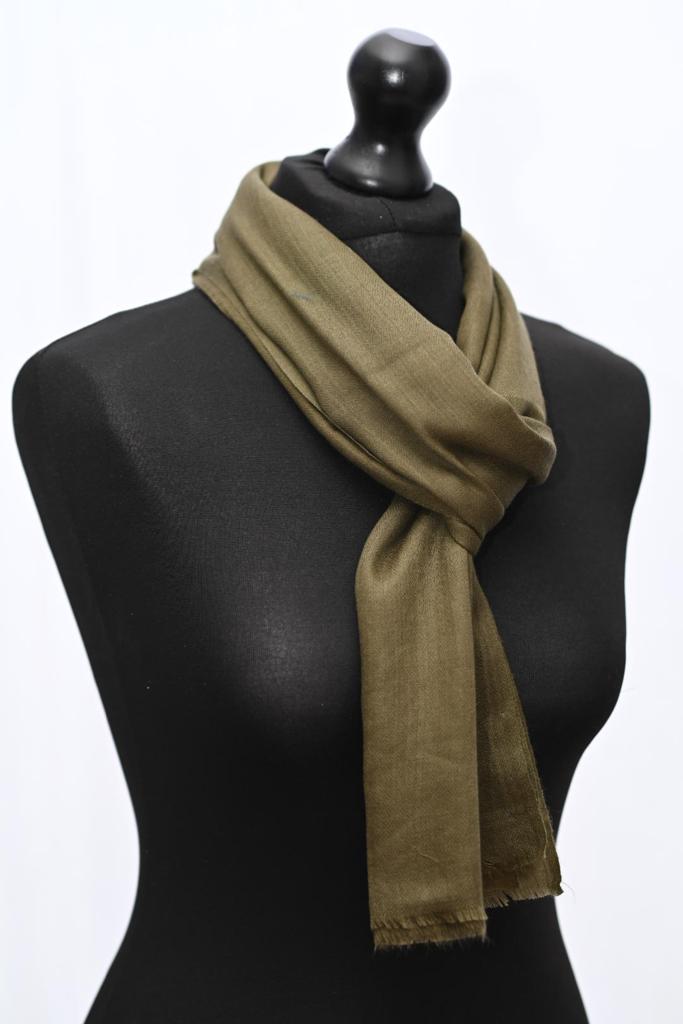 Army Green Beautiful Hand Woven Solid Colour Soft Silk Wool Scarf | Stole | Shawl | Wrap