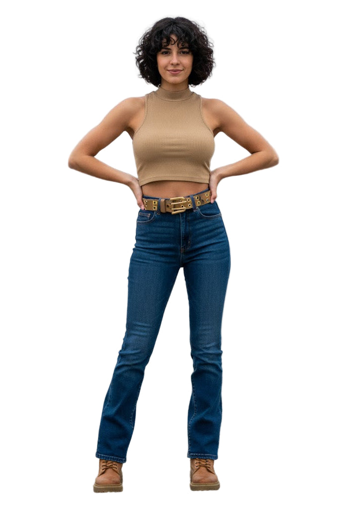 Eyelet Classic Beige Womens' Leather Belt