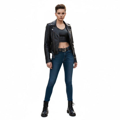 Eyelet Classic Black Womens' Leather Belt