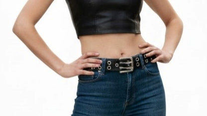 Eyelet Classic Black Womens' Leather Belt