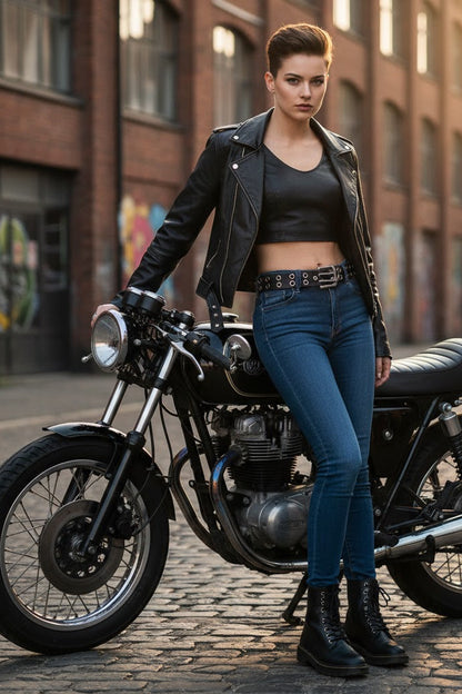 Eyelet Classic Black Womens' Leather Belt