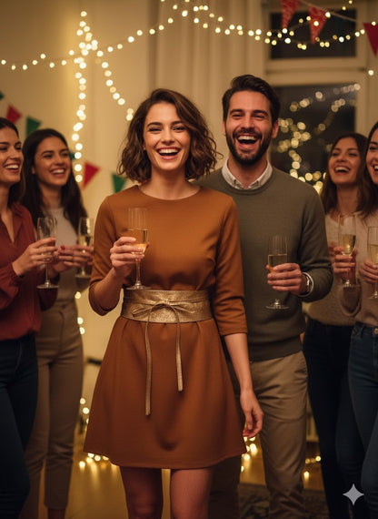 Metallic Bronze Obi Belt – Genuine Leather Wide Wrap Waist Belt