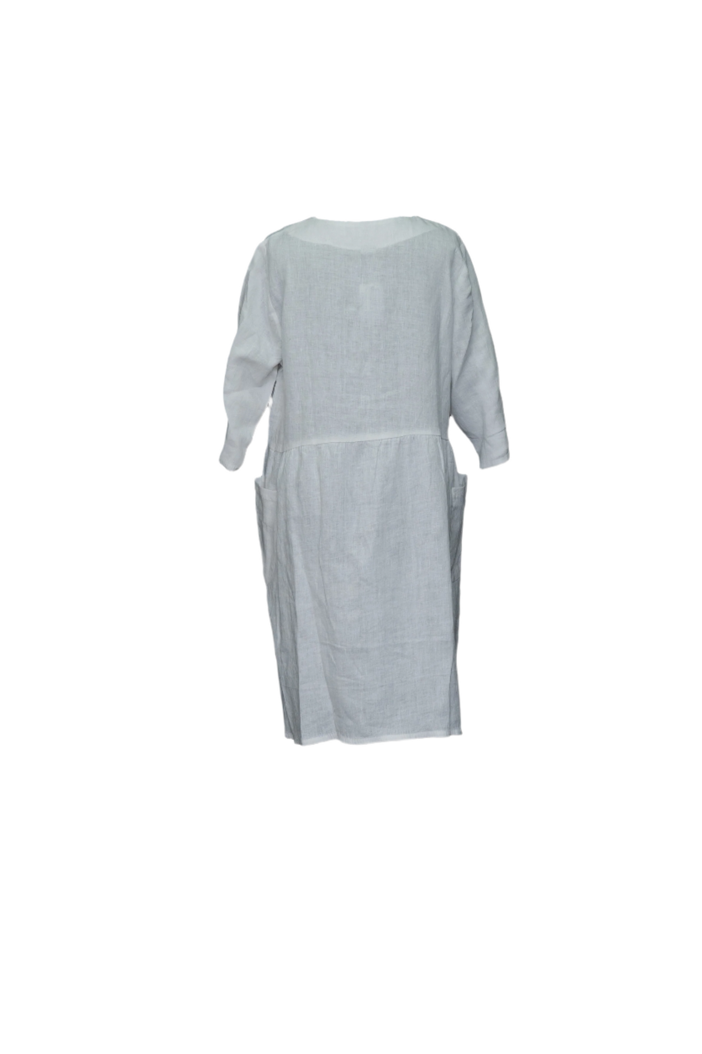 Linen One Size 2 Pocket Gathered Dress TLC-D-1001