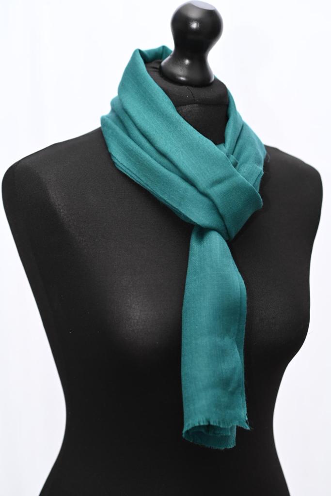 Teal Beautiful Hand Woven Solid Colour Soft Silk Wool Scarf | Stole | Shawl | Wrap