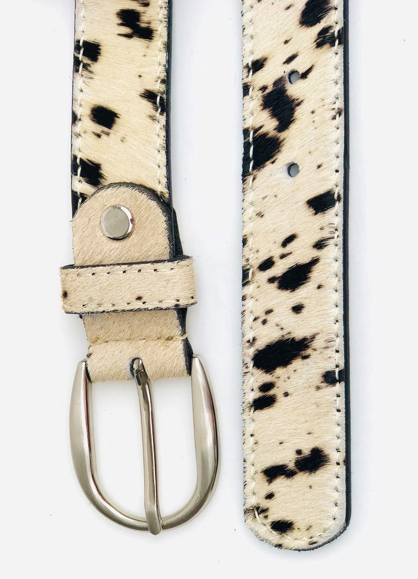 Spotty Hair on Hide Leather Pony Hair Women's Belt BL19