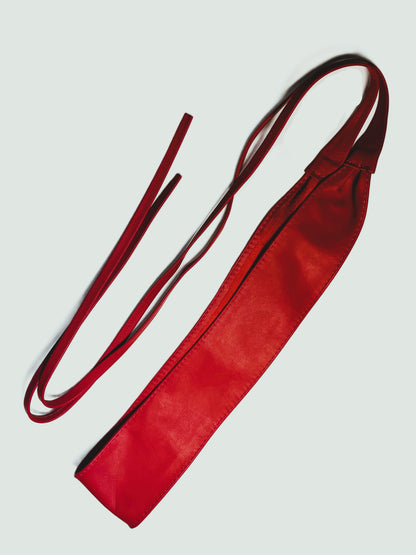 Red Obi belt soft genuine leather wrap belt | Wide waist belt in genuine leather | Genunine leather wrap around boho dress belt