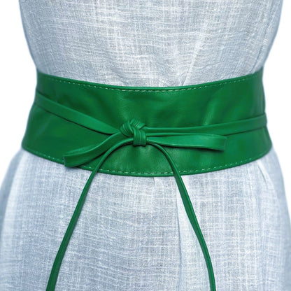 Green Obi belt soft genuine leather wrap belt | Wide waist belt in gen hydestyle.london Green Obi belt soft genuine leather wrap belt | Wide waist belt in gen hydestyle.london