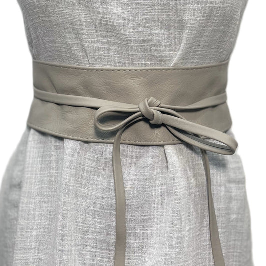 Grey Obi belt soft genuine leather wrap belt | Wide waist belt in genuine leather | Genunine leather wrap around boho dress belt