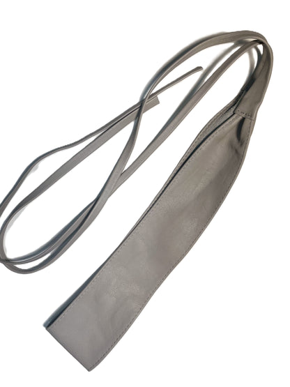 Grey Obi belt soft genuine leather wrap belt | Wide waist belt in genuine leather | Genunine leather wrap around boho dress belt