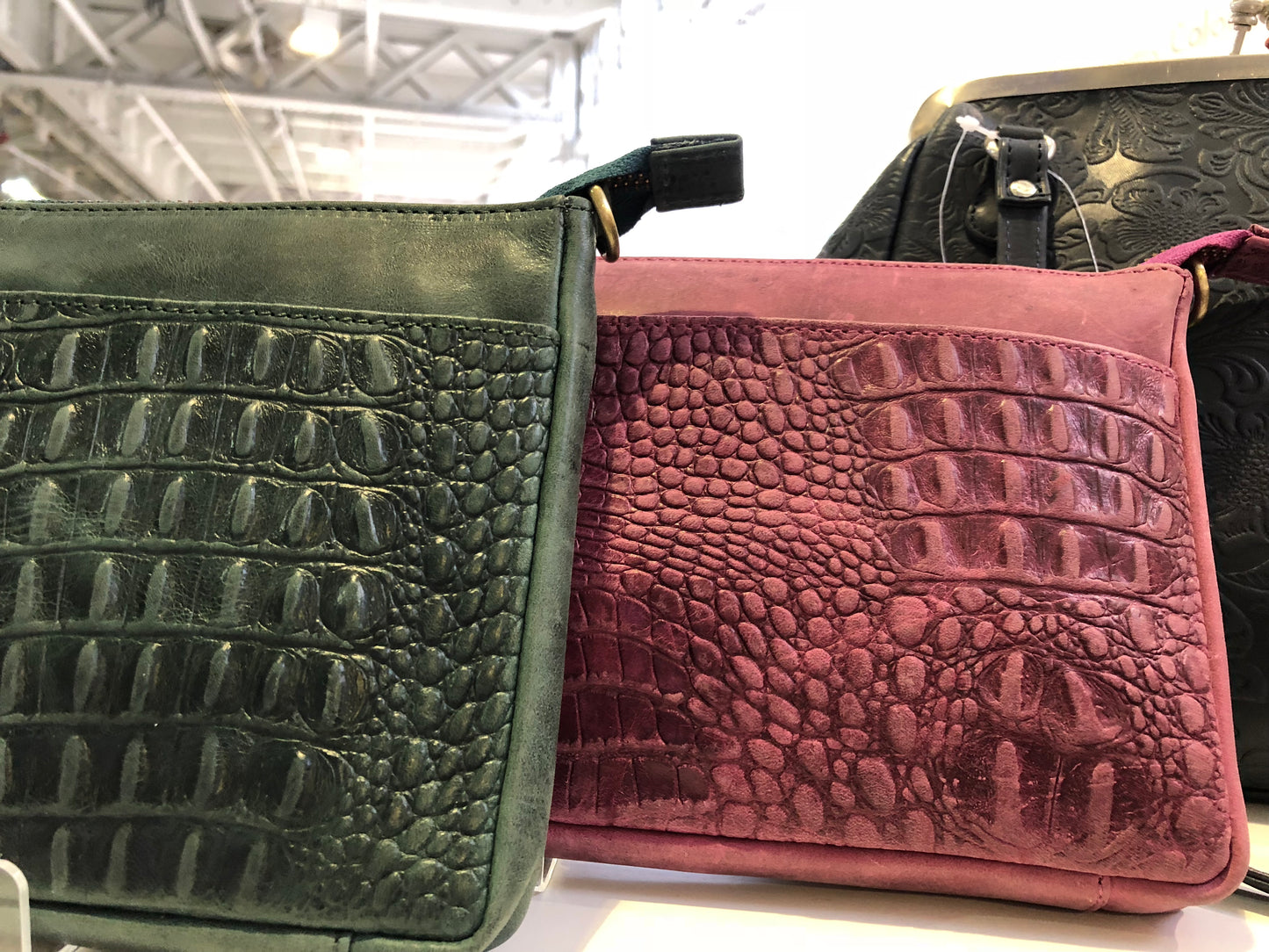 Croc Vipera Embossed Leather Clutch #LB575 Green