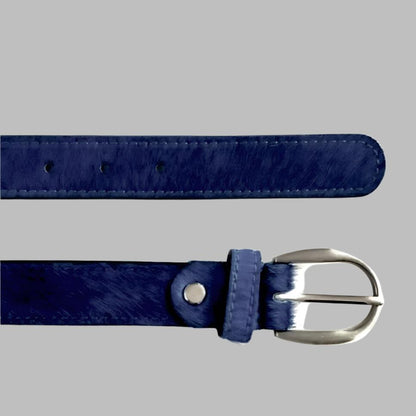 Navy Blue hair-on-hide leather women belt