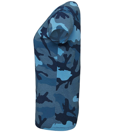 Blue Camo Printed Ladies T-Shirt LTS-1187