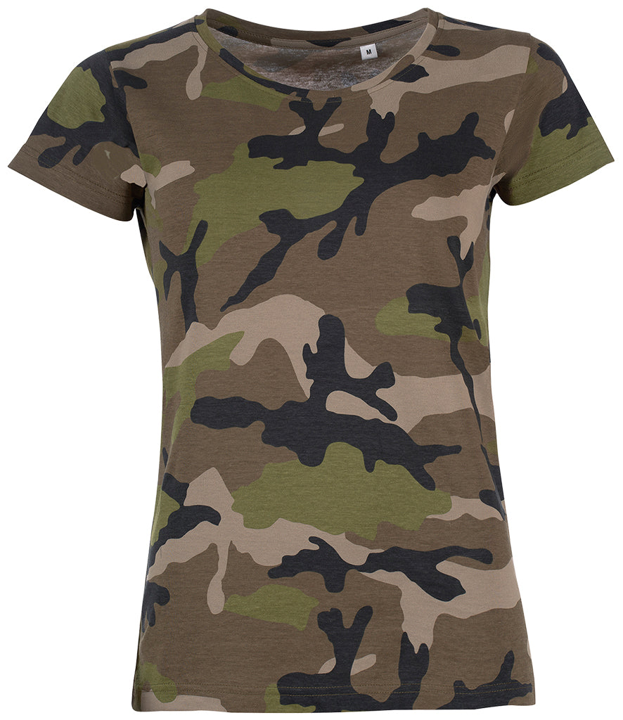 Green Camo Printed Ladies T-Shirt LTS-1187