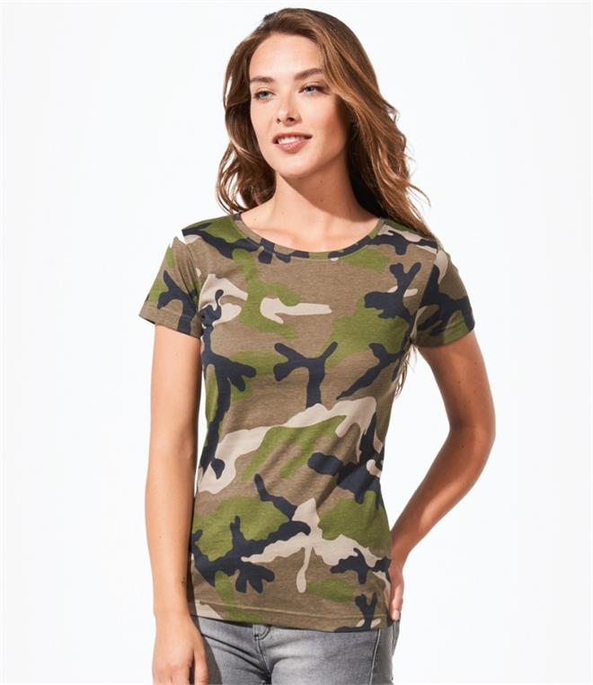 Green Camo Printed Ladies T-Shirt LTS-1187
