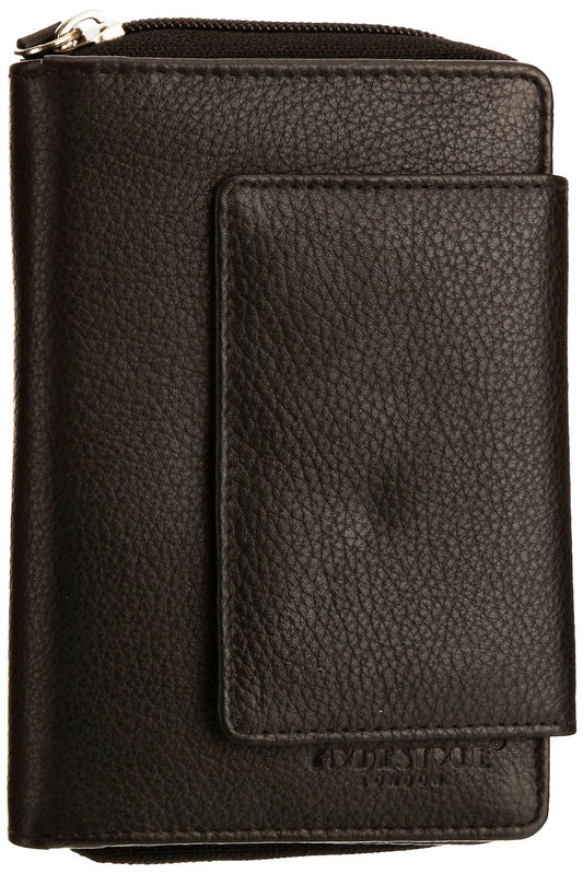 Pratico - women leather flap wallet #LW02 Black