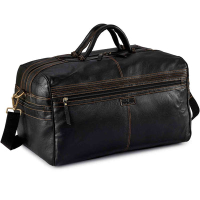 Pratico Grained Leather Travel Bag With Pin Stitch Detail #TT02