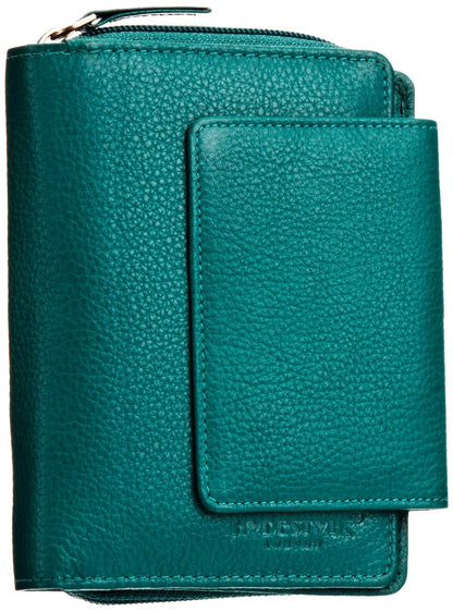 Pratico - women leather flap wallet #LW02 Green