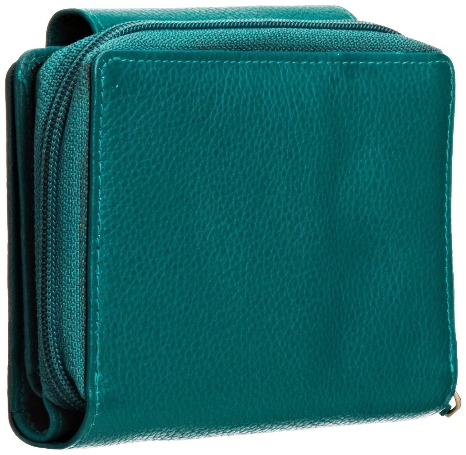 Pratico - women leather flap wallet #LW02 Green