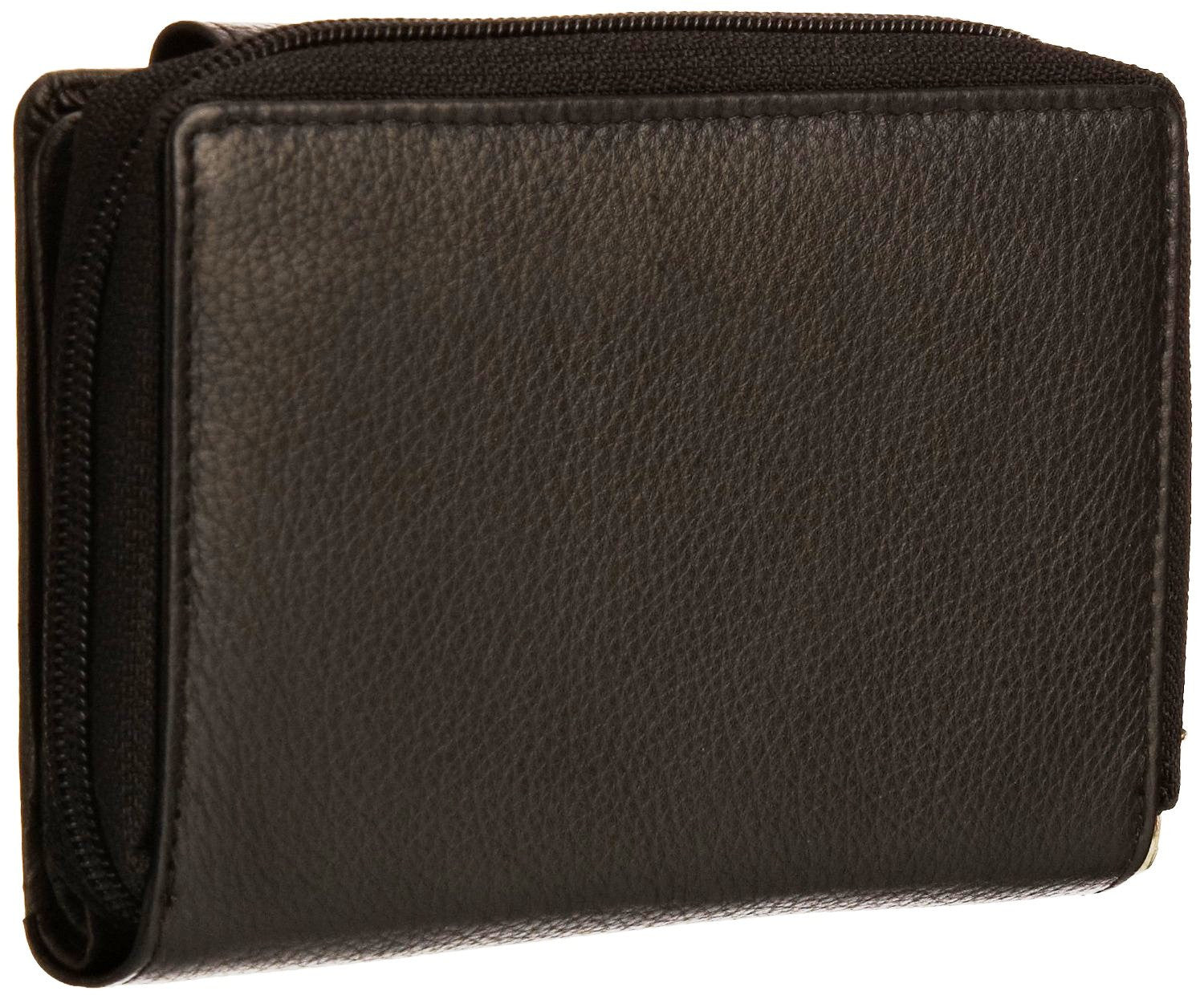 Pratico - women leather flap wallet #LW02 Black
